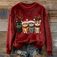 thumbnail image 2 of Luwomo Women's Casual Christmas Flannel Sweaters Cozy Pullover Santa Snowflake Graphic Crewneck Winter Holiday Knit Festive Seasonal Loose Fit Streetwear Blouses,Z2 Red,M, 2 of 3