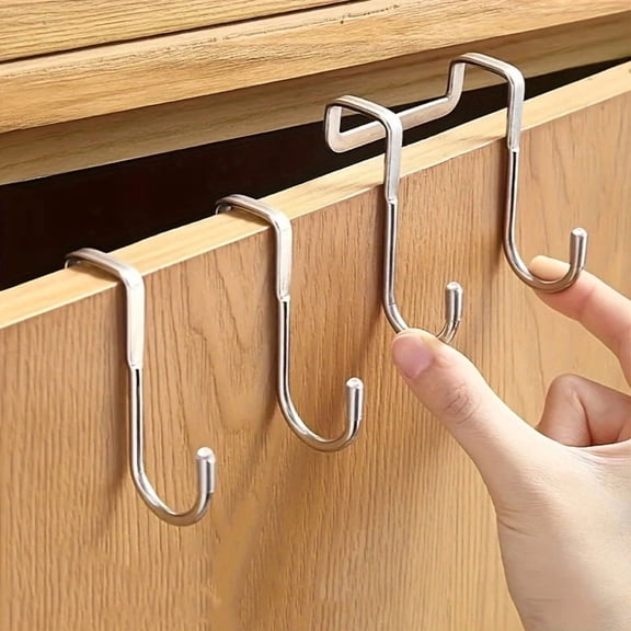 Set of 2 Stainless Steel S-Hooks, Double Hook Heavy Duty for Kitchen Cabinet Rack, Wall Mount Over Door Organizer Hooks