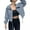Blue gray, variant on Spring Fall Women Long Sleeve Turn-down Collar Casual Zipper Jacket Loose Anorak Crop Coat with Pocket
