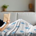 thumbnail image 3 of Animal Soft Flannel Fleece Throw Blanket, Unusual Equine Shaped Fish Motif in Simple Featured Backdrop Cottage Cabin, Cozy Plush for Indoor and Outdoor Use, 60" x 80", Turquoise White, by Ambesonne, 3 of 5