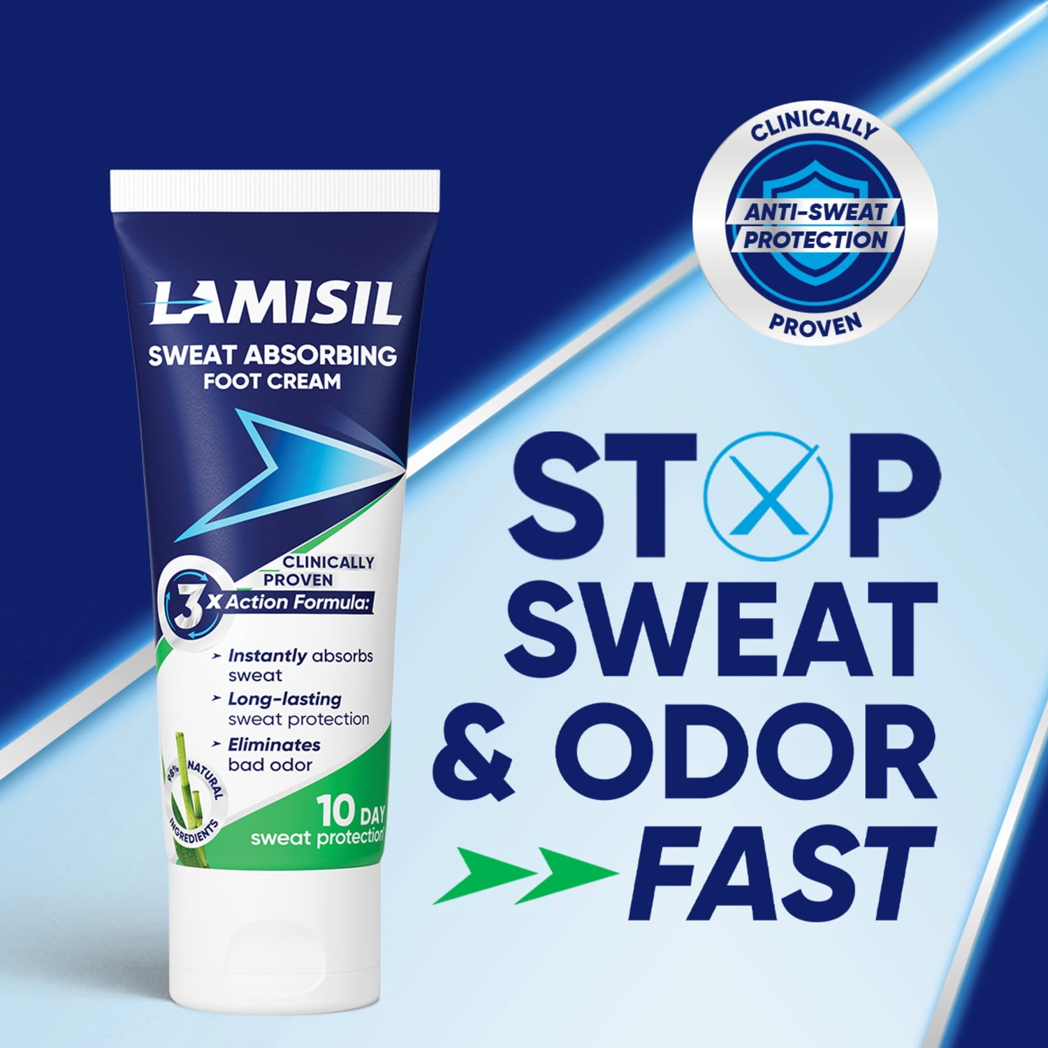 (2 pack) Lamisil Sweat Absorbing Foot Cream, 2.8 oz, Instantly Absorbs Sweat, Long-Lasting Protection