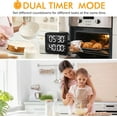 thumbnail image 2 of VOCOO Digital Kitchen Timer with Dual Countdown Count up Stopwatches Timer/Magnetic Timer with Adjustable Loud Alarm LED Big Digits for Kids Teachers, Black, Battery Included, 2 of 7