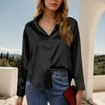 thumbnail image 5 of YUGYXL Womens Business Casual Tops Long Sleeve Satin Silk Blouse Button Down Work Shirts Dressy Tops Fall Fashion Black M, 5 of 5