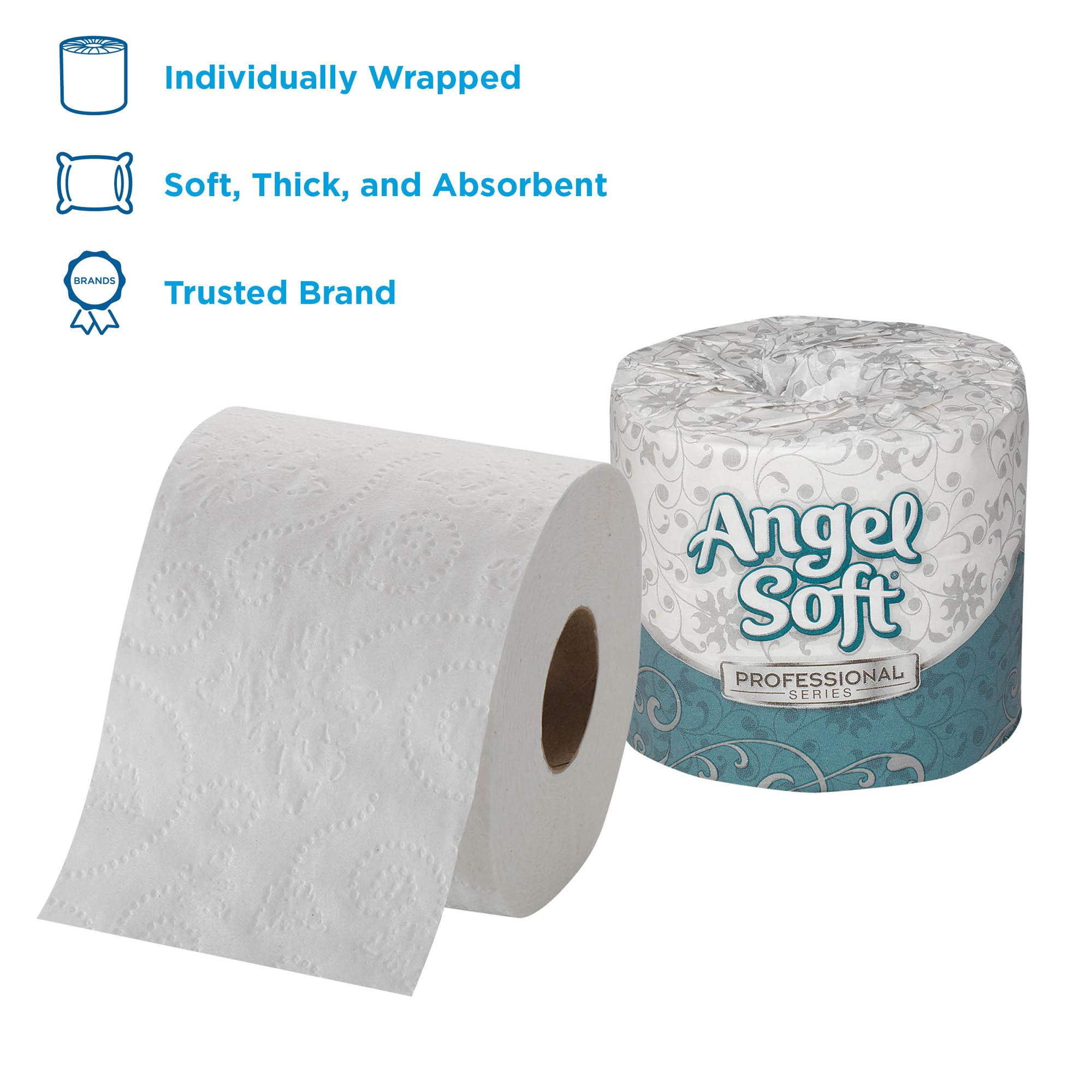 Premium Embossed Bathroom Tissue, 2-Ply Durable Toilet Paper, 450 Sheets per Roll, 40 Rolls Bulk Pack, Commercial Use, White