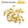 thumbnail image 3 of 200 Pcs Fold Over Cord Ends, 10.2x2.5mm Ribbon Crimp Ends Cap, Clasp Tips for Leather Craft Making Diy (Light Gold), 3 of 6