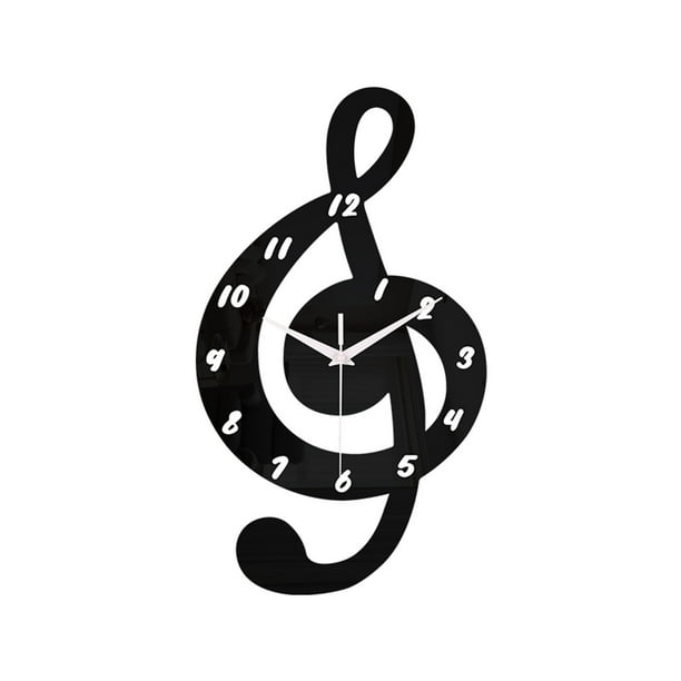 Reloj de pared con notas musicales. Reloj de pared con notas musicales y teclas de piano.