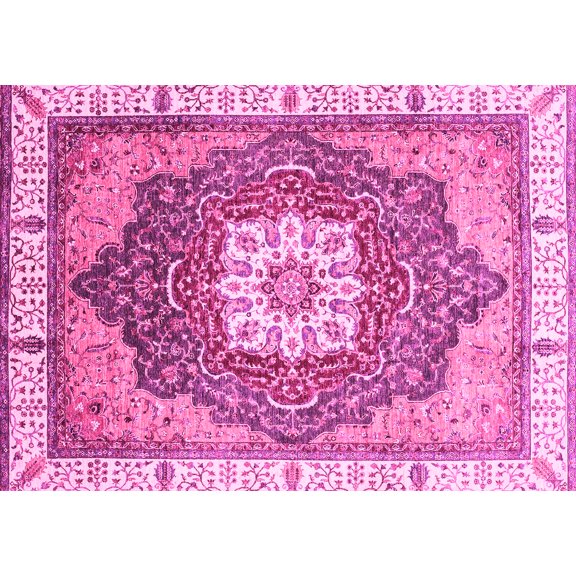 Ahgly Company Indoor Rectangle Abstract Pink Modern Area Rugs, 5' x 7'