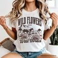 thumbnail image 2 of Wild Flowers and Wild Horses T-Shirt, Retro Western White and Natural Tee for Free-Spirited Women, 2 of 8