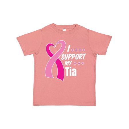 

Inktastic Breast Cancer Awareness I Support My Tia with Pink Ribbon Gift Toddler Boy or Toddler Girl T-Shirt