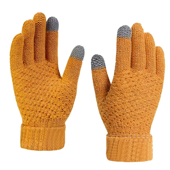 Moocorvic Winter Warm Gloves Men Women, Touch Screen Thermal Knit Gloves for Cold Weather Outdoors,Yellow
