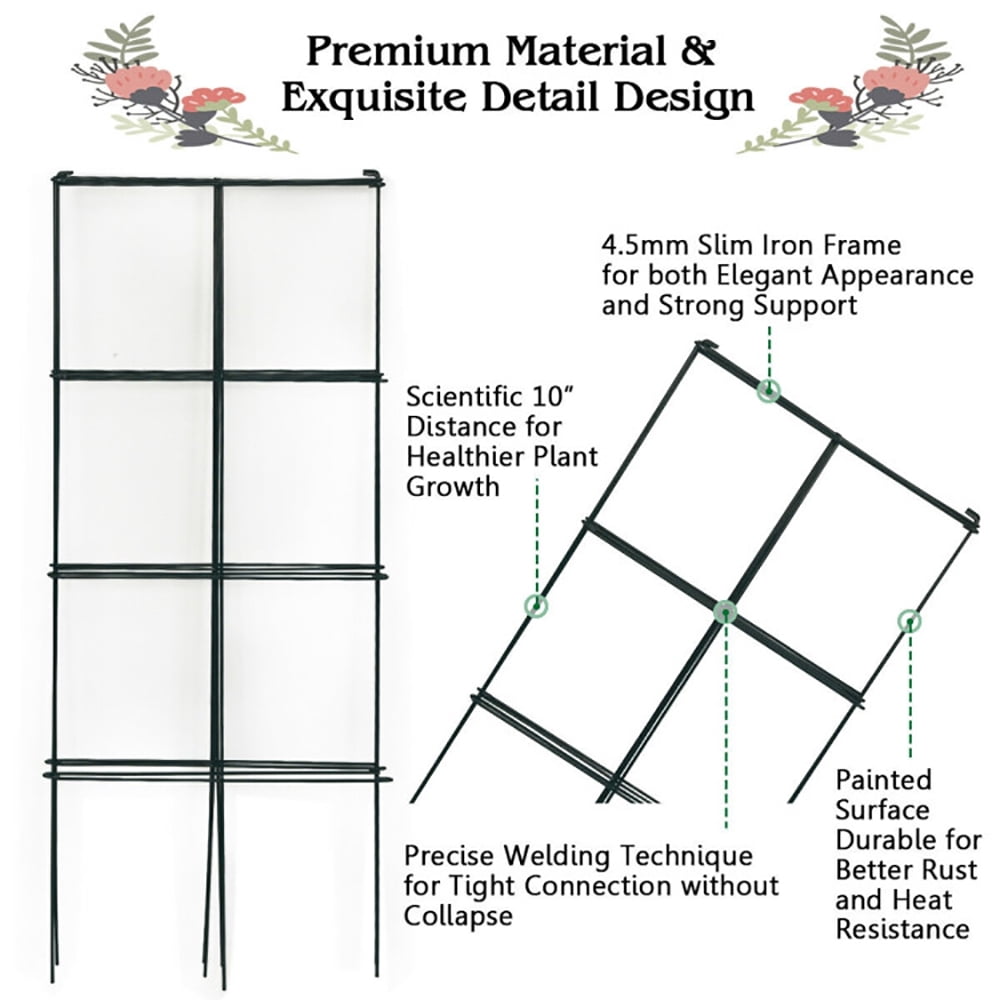 Aimee Lii 4 Pack Garden Trellis for Climbing Plants for Flower Vegetable, Plant Stand Tall Indoor