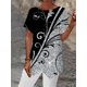 thumbnail image 2 of Camiseta holgada de manga corta con estampado geométrico para mujer, ropa informal de calle con dobladillo Irregular, Tops de cuello redondo para mujer 2023, 2 of 4