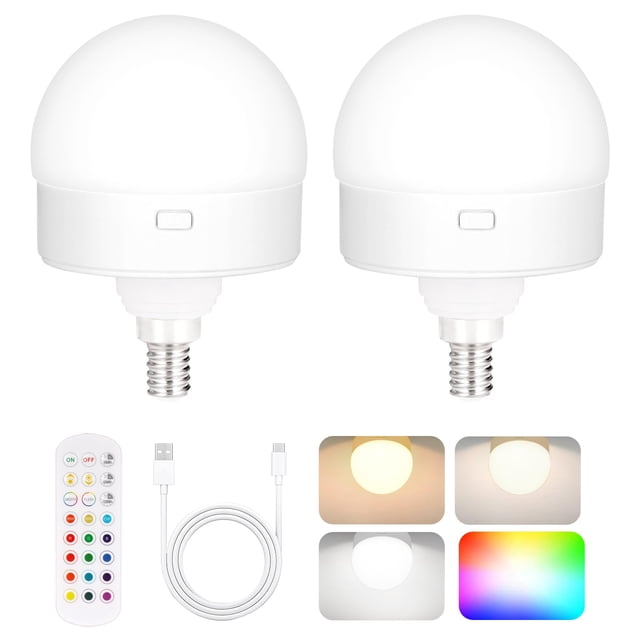 Paquete de 2 bombillas recargables Yochoice E12 con mando a distancia de 15 colores