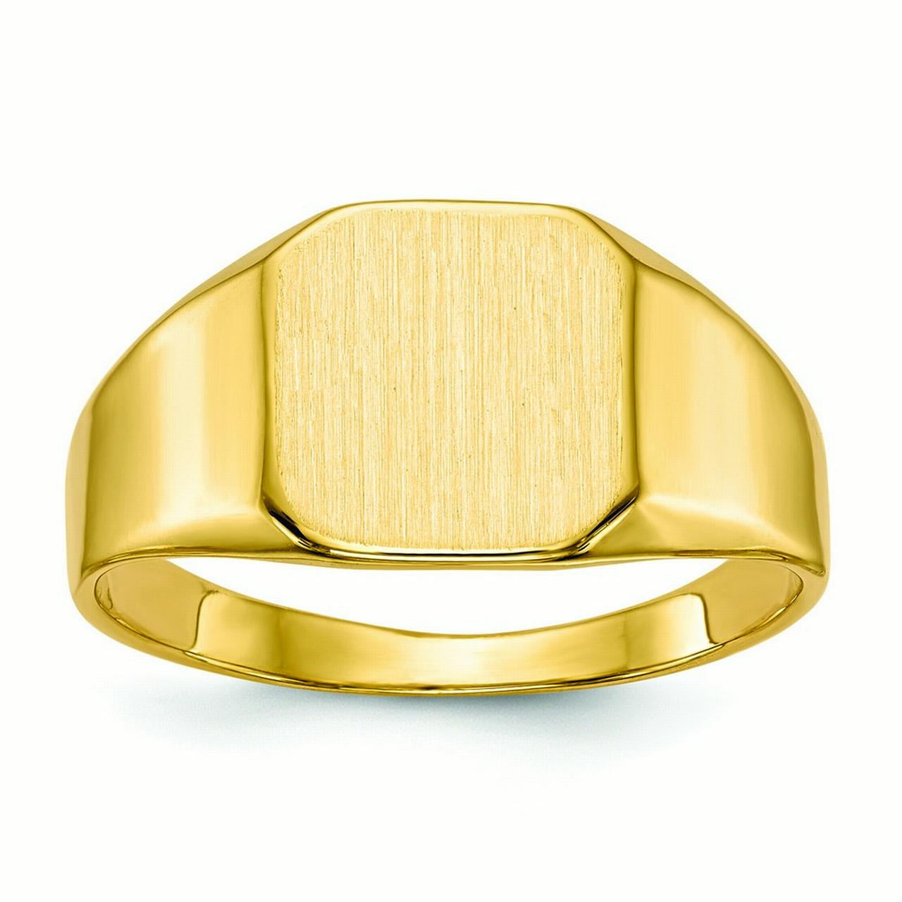 JewelryWeb - 14k Yellow Gold Mens Signet Ring - 6.7 Grams - Size 10 ...