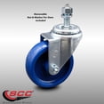 thumbnail image 2 of 4 Inch SS Solid Polyurethane Wheel Swivel ½ Inch Threaded Stem Caster SCC, 2 of 2