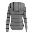 thumbnail image 4 of IROINNID Women's Long Sleeve Hoodie Turtleneck Mid-Length Stripes Loose Pocket Crop Workout Pullover Tops, Gray, 4 of 4