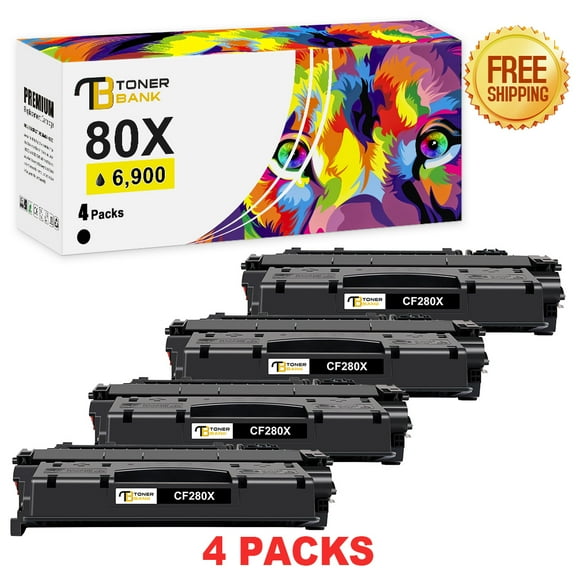 4-Pack 80X High Yield Toner Cartridges Compatible for HP 80A 80X CF280X CF280A 80A for HP LaserJet Pro 400 M401a M401d M401n M401dn M401dne M401dw MFP M425dn M425dw Printer Ink