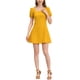 thumbnail image 5 of Vestido mini A línea de manga corta con puños elásticos y escote cuadrado para mujer INSPIRE CHIC M Amarillo, 5 of 7