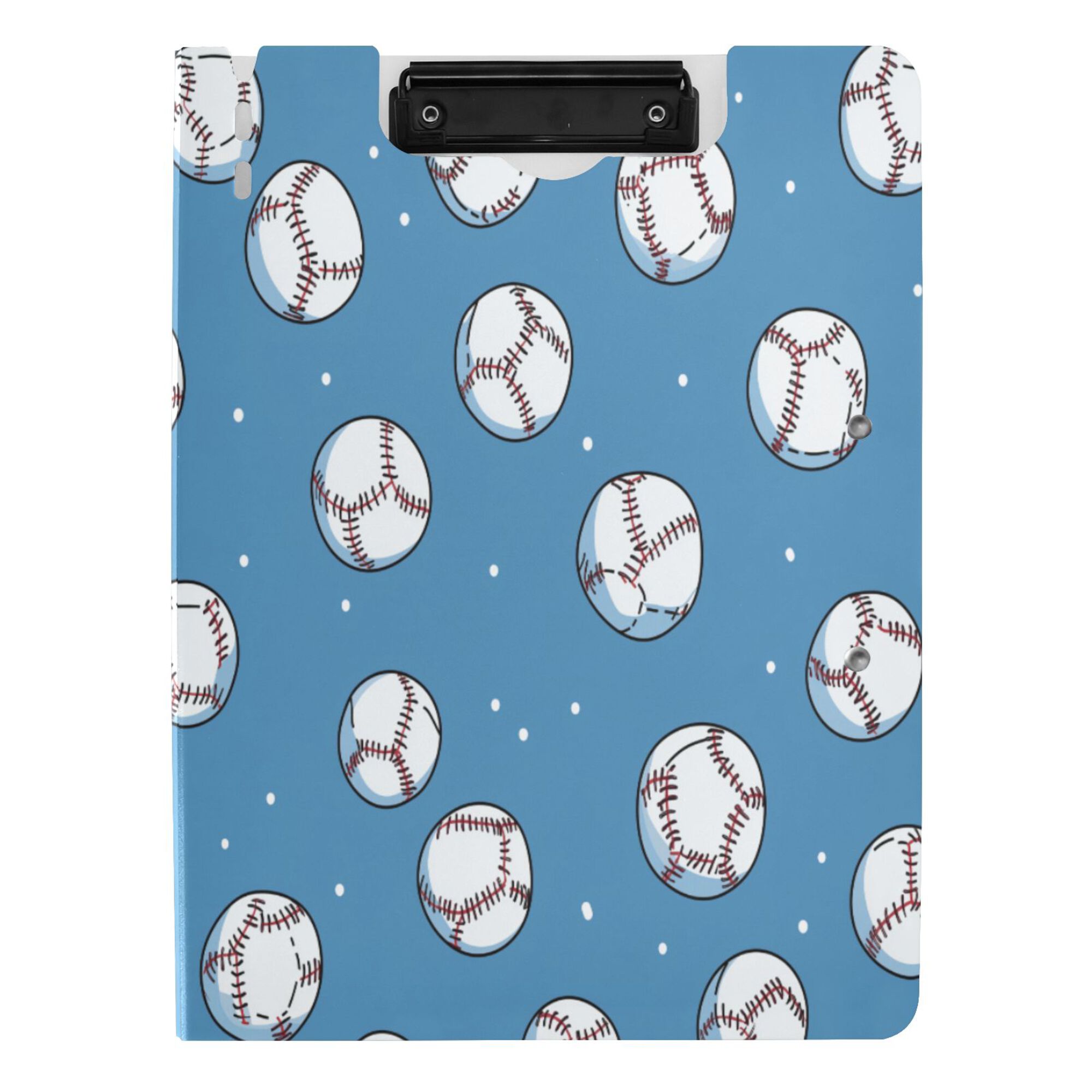 FORMRS A4 Clipboard Folder with Pen Holder Horizontal Foldable School Office Binder, Baseballs Pattern