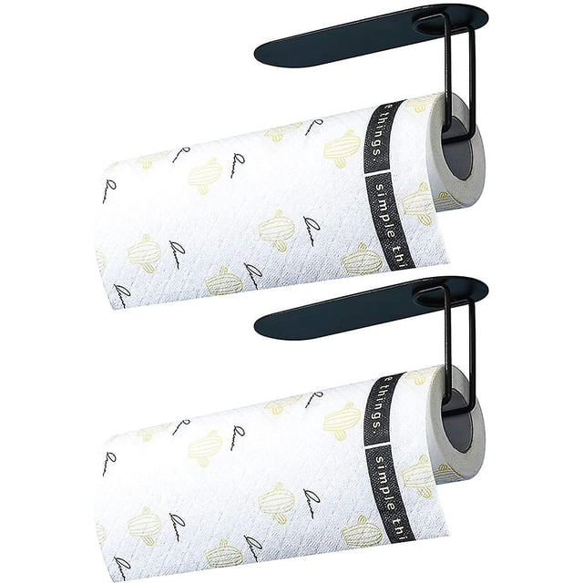 Soporte para toallas de papel, estante de papel para toallas autoadhesivo para cocina y baño, soporte para toallas de papel en rollo horizontal o vertical, montaje en pared, 2 unidades"