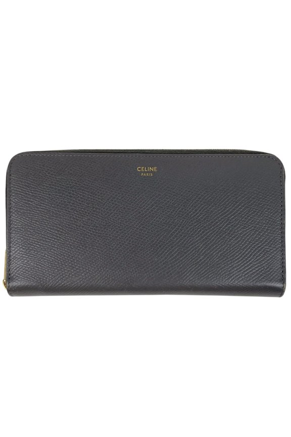Pre-Owned Celine CELINE Logo Long Wallet Leather Gray Women's