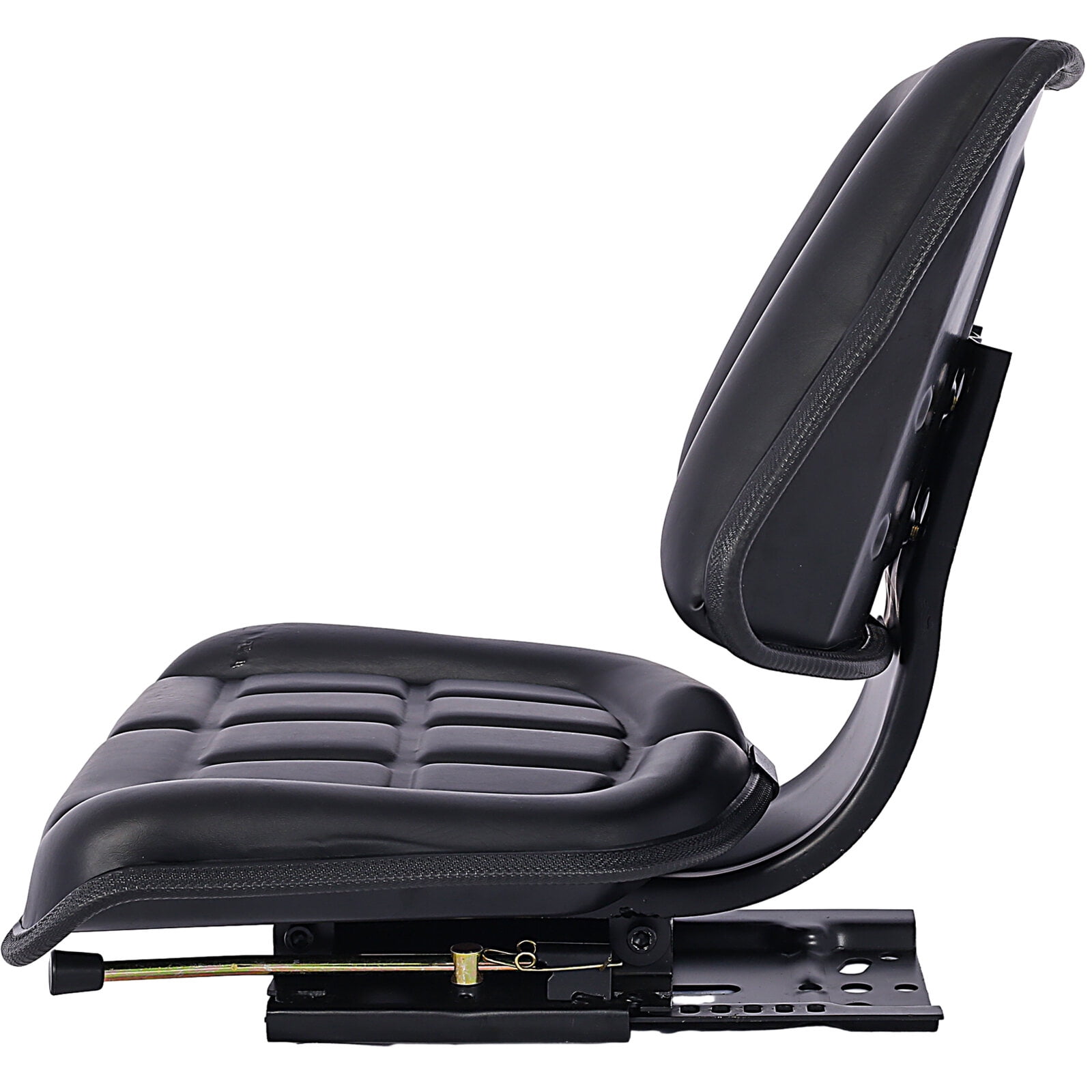 , Tractor Seat w/ Backrest Black Slide Track Steel/PVC Compact Mower, Black ,Steel ,