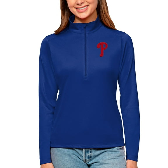 Women's Antigua Royal Philadelphia Phillies Tribute Quarter-Zip Pullover Top