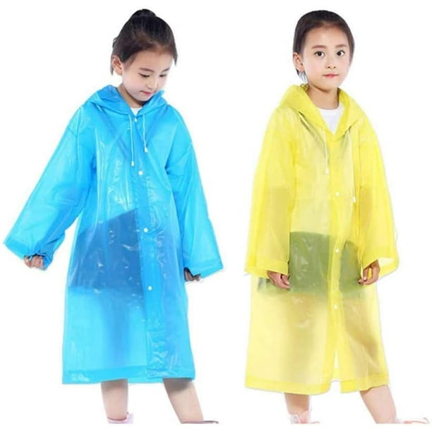Ponchos de lluvia para niños, poncho de lluvia impermeable para niños, impermeable portátil reutilizable para niños y niñas de 6 a 12 años, para la escuela, camping, emergencia (2 piezas) Xemadio ZJWJ050