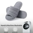 thumbnail image 5 of Litfun Open Toe Slippers for Women Comfort Terry Cloth House Slippers Memory Foam Slide Slippers, Grey, 5 of 6