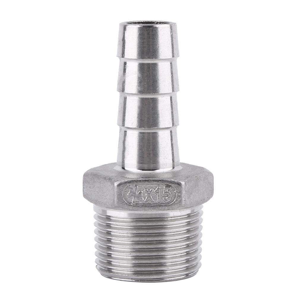 BSP 1//8/"-2/" Stainless Steel Male Thread Fitting x Barb Hose Tail End Connector