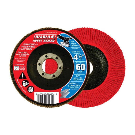 Diablo Steel Demon 4-1/2 in. Dia. x 7/8 in. Zirconium Flap Disc 60 Grit 13280 rpm 1 pc.