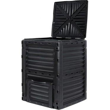 Garden Compost Bin from BPA-Free Material - 80 Gallon (300 L) Large Outdoor Compost Bin, Easy Assembly, Lightweight, Fast Soil Creation, Black