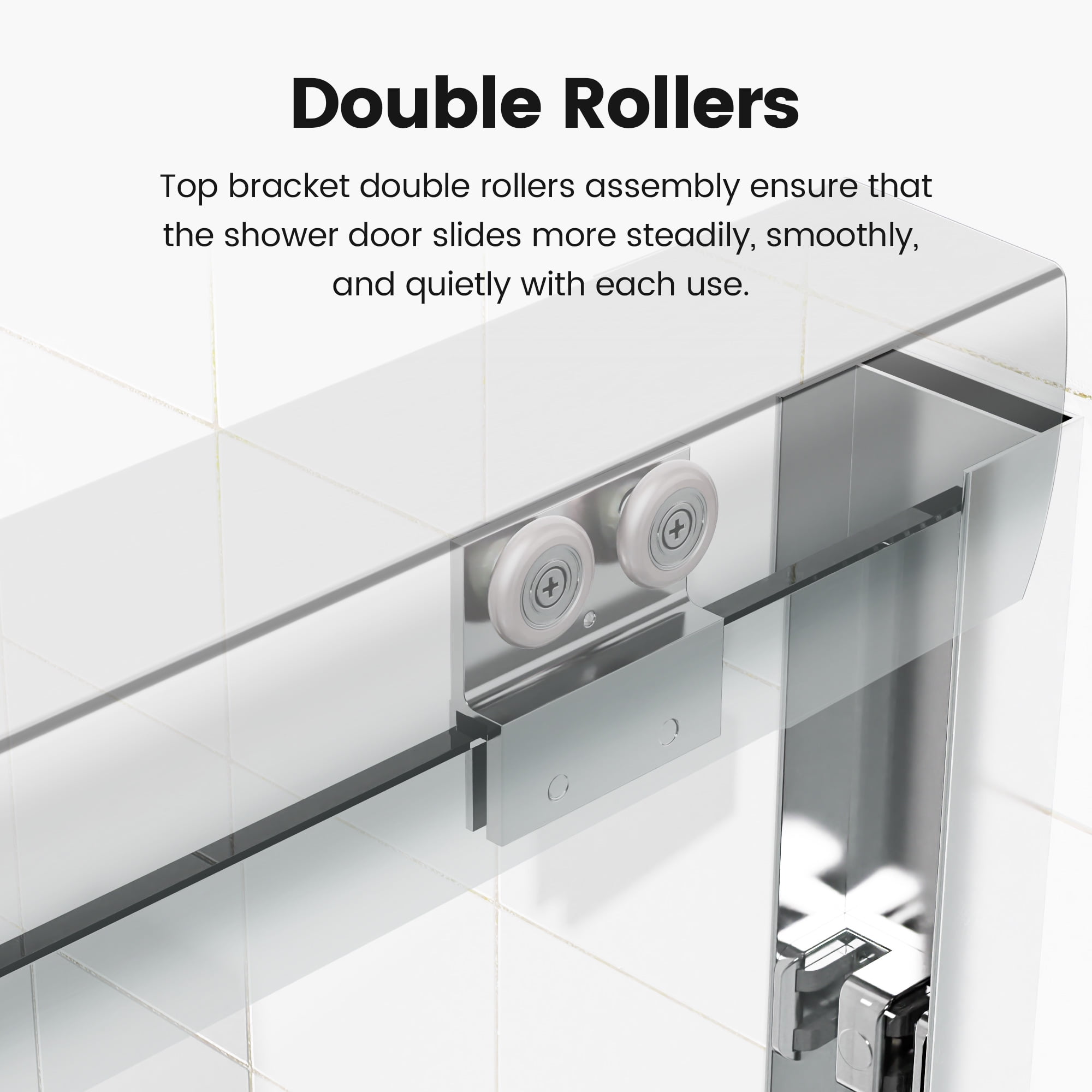 Leumius 56"-60"W*72" H Semi-Frameless Double Sliding Shower Door, Bypass Shower Door, 1/4" (6mm) Thick SGCC Tempered Glass Door, Chrome