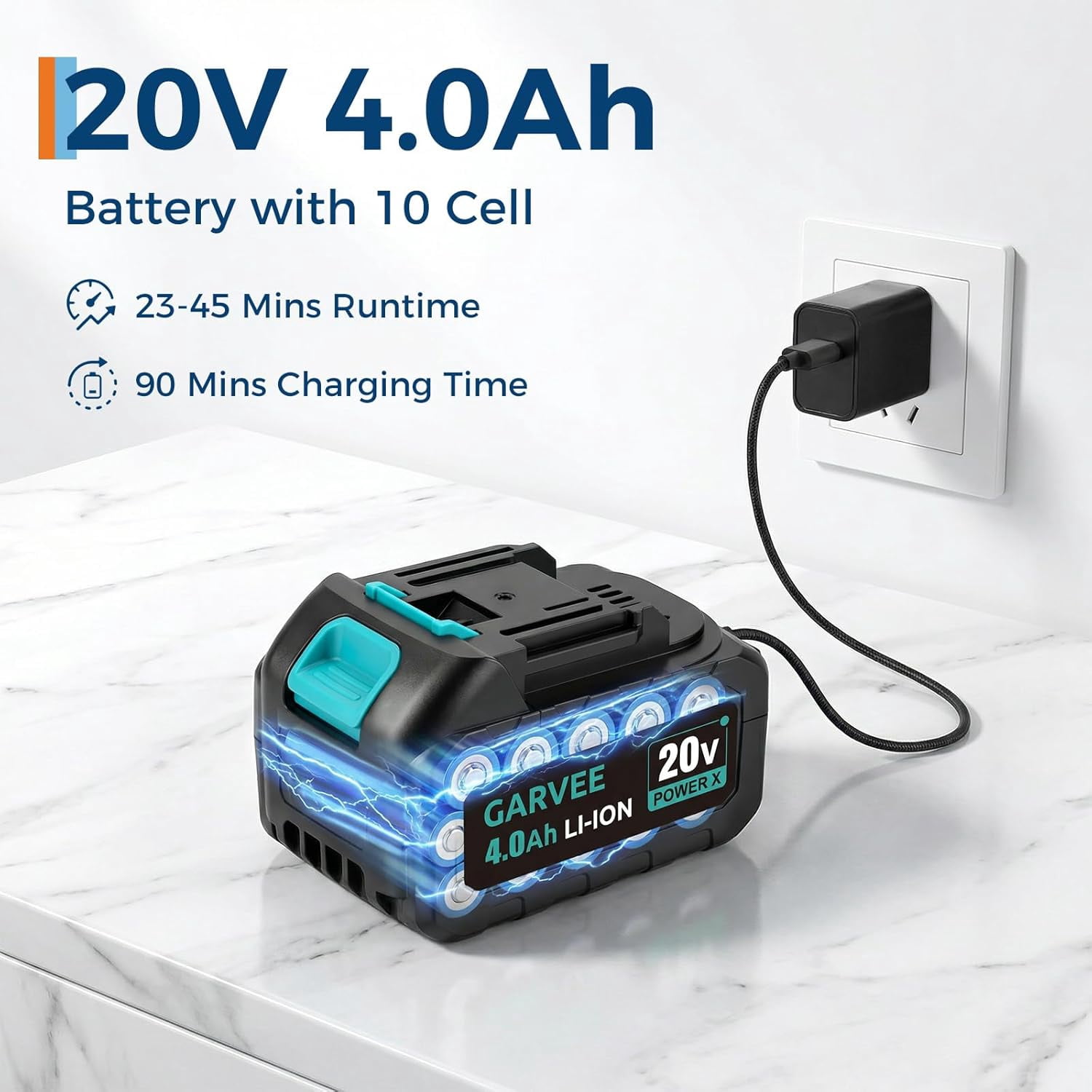 Pressure Washer Battery Powered Cordless with 6-in-1 Nozzle, 26FT High-Elastic Hose, 20 V Battery & Charger; Portable Handheld Cleaner for Home, Car, Garden