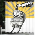 thumbnail image 4 of Ambesonne Railroad Shower Curtain, Locomotive Sunburst Effect, 69"Wx70"L, Yellow Grey, 4 of 5