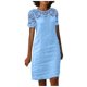 thumbnail image 1 of Vestido informal de encaje para mujer: cuello redondo, manga corta lisa, vestido de fiesta elástico y suave, 1 of 5