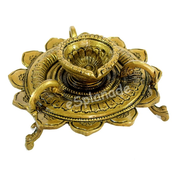 eSplanade - Brass Diya Deeepak Deepam Lotus Kamal Oil Lamp