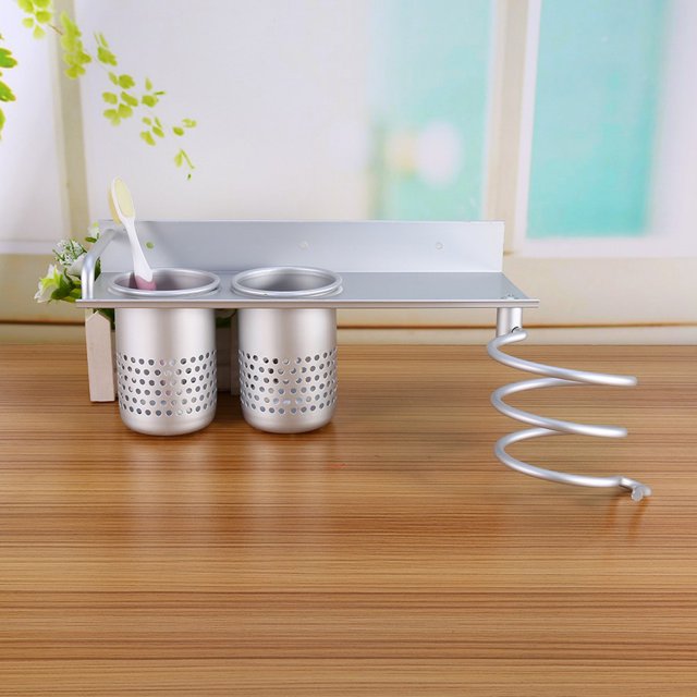 Soporte Para Secador De Pelo, Organizador De Herramientas Para El Cabello De Aluminio, Soporte Para Secador, Organizador De Baño Montado En La Pared Para Sujetar El Secador De