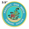 thumbnail image 2 of Protect Our Reefs! Indian Ocean 3.5 Inch Iron Or Sew On Embroidered Fabric Badge Patch Ocean Beach, Salt Life Iconic Series, 2 of 2
