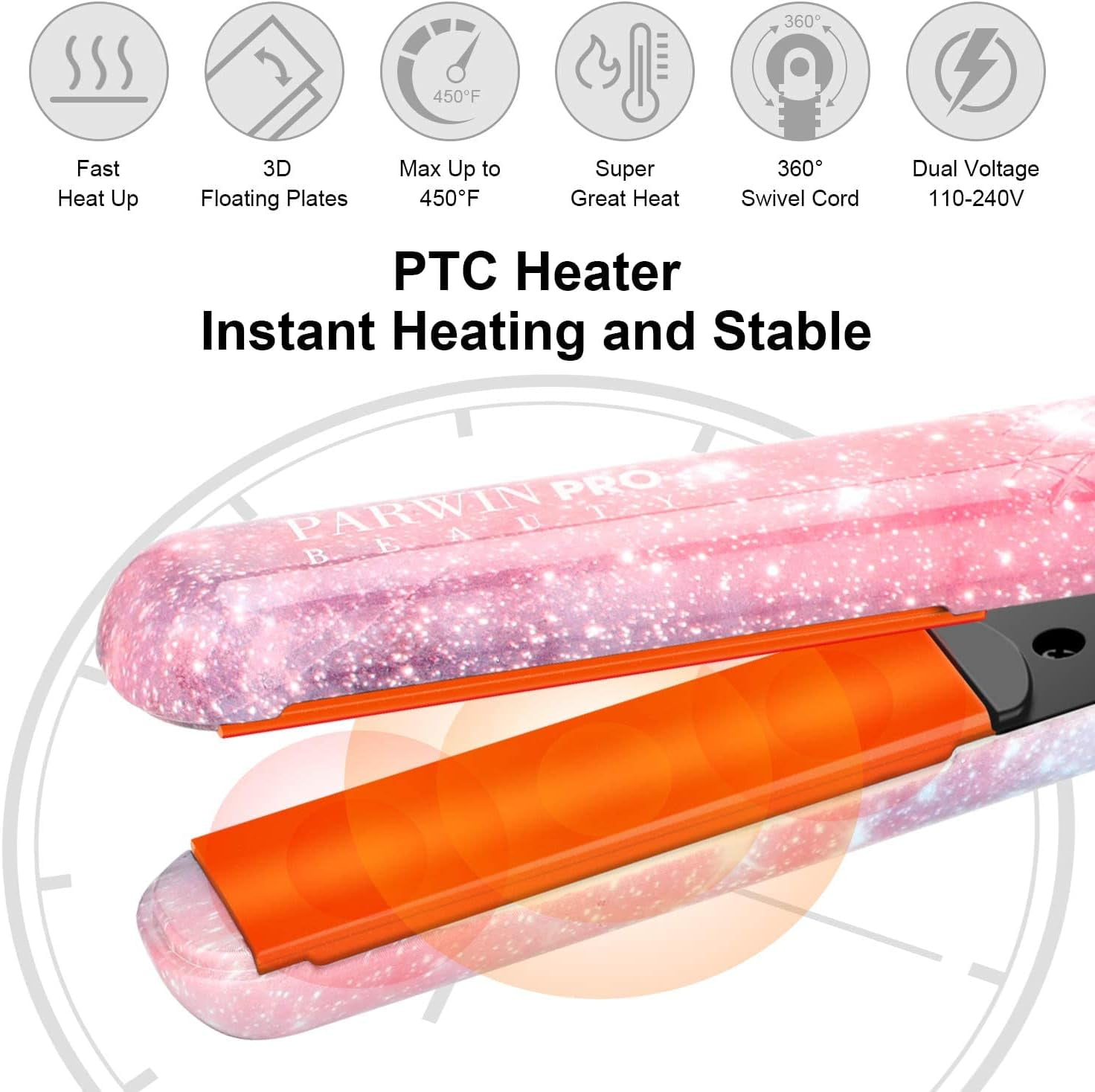 PARWIN PRO BEAUTY Hair Styling Set - 1875w Professional Hair Dryer - 1 Inch Titanium Curling Iron- 1 Inch Anti-Static Hair Straightener- Negative Ionic Technology - Pack of 3 for All Hair Types,Starry