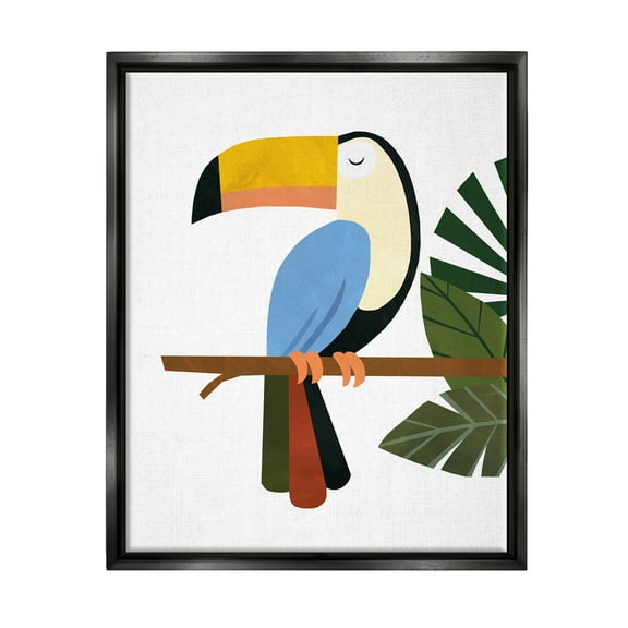 Stupell Industries Modern Toucan Bird Perched Jungle Animals & Insects Painting Black Floater Framed Art Print Wall Art