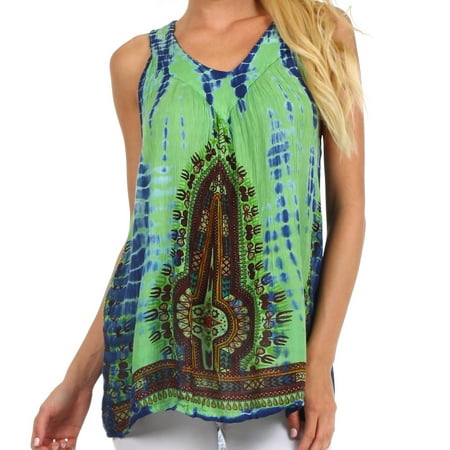 - Sakkas Bohemian Spirit Relaxed Fit Blouse - Green - One Size
