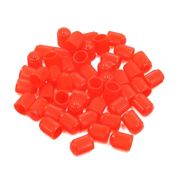 50uds Plástico Rojo Tapón Guardapolvo Tapa de la Válvula del Neumático de Coche