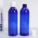 thumbnail image 4 of botellas de viaje de 250 ml con tapa a presión, contenedor portátil para cosméticos, botella vacía para champú y loción (botella azul y tapa blanca), 4 of 5