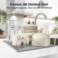 thumbnail image 6 of Tomorotec 21" x 15.5" Roll Up Dish Drying Rack Over Sink Drying Rack Sink Cover Kitchen Sink Accessories Gadget Multipurpose Organizer Foldable Stainless Steel Drainer, 6 of 8