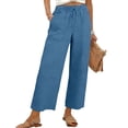 thumbnail image 5 of FASHIONPANT Fashion Casual Pants For Women Linen Wide Leg Loose High Waist Haren Pockets Pants, 5 of 6