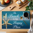 thumbnail image 2 of Summer Starfish Placemats Set of 8, Blue Wood Grain Ombre Coastal Placemats for Dining Table, Place Mats for Kitchen Tabletop, Waterproof Wipeable Dining Table Mats Set, 2 of 9