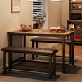 thumbnail image 3 of 3-Piece Dining Table Set for 4 – Industrial Rectangular Table with 2 Upholstered Benches, Sturdy Metal Frame, Space-Saving for Apartments, Condos, Studios – Multiple Color Options Available, 3 of 8