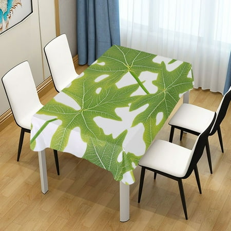 

54x72 Inch Tablecloth Polyester Square Tablecloth for Home Kitchen Dinner Decor Green Leaves Pattern