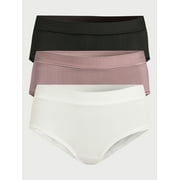 Joyspun Women’s Ribbed Modal Hipster Panties, 3-Pack, Sizes XS to 3X